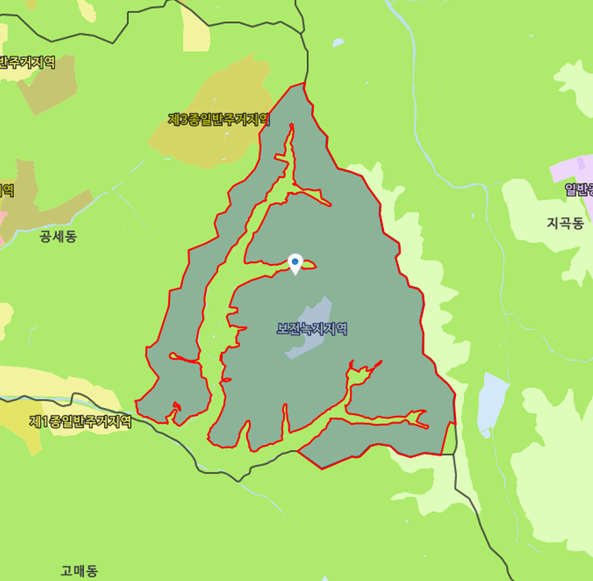 카카오가 골프장 건설을 추진하고 있는 경기도 용인시 기흥구 공세동 산1-1 일대 위치도 (사진/이성만 의원실) 
